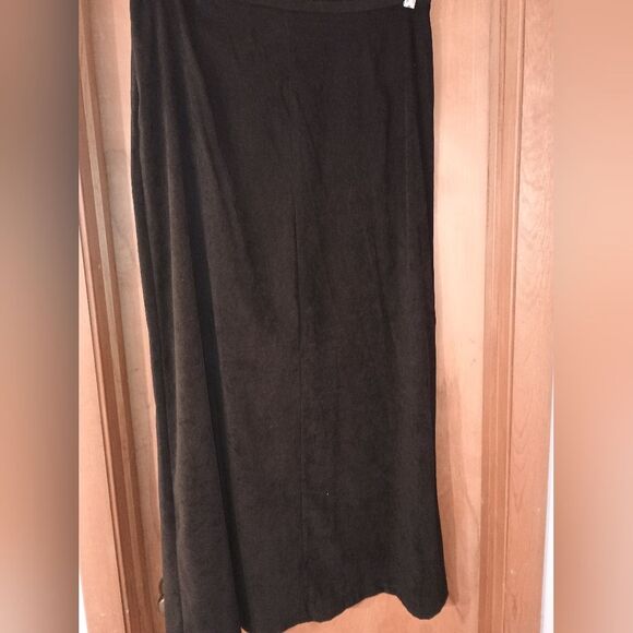 Tribal Skirt Midi Black Size 14 Ultra Suede Style Waist 17 In Flat 38 In Length - Picture 5 of 8